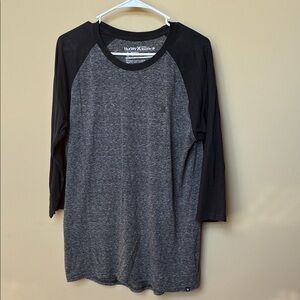 Hurley Men's Long Sleeve Black and Gray Tee